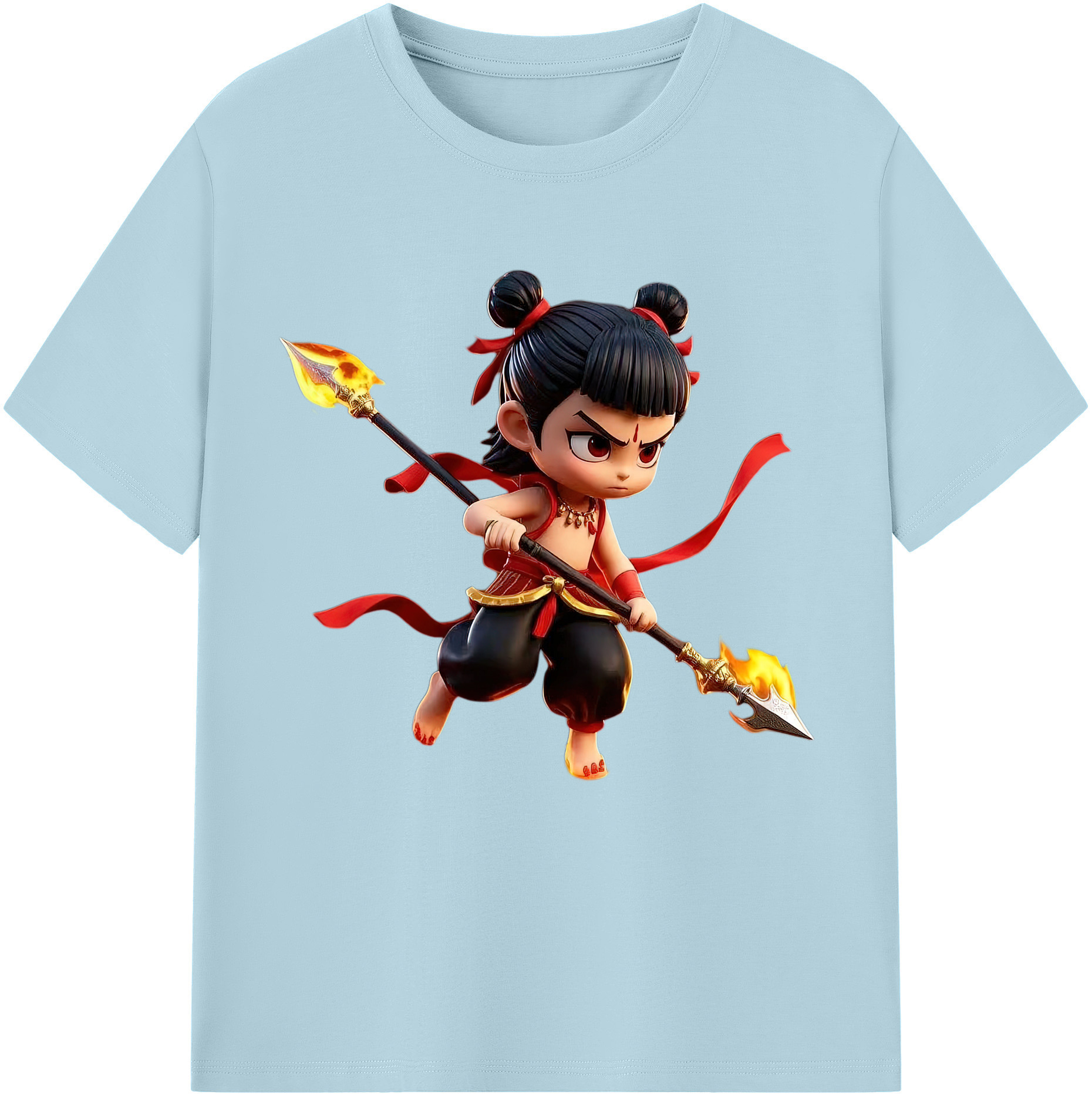 （画像用） Ne Zha 2 ナタ 魔童の大暴れ 綿100％半袖Tシャツ（フロントプリント）
